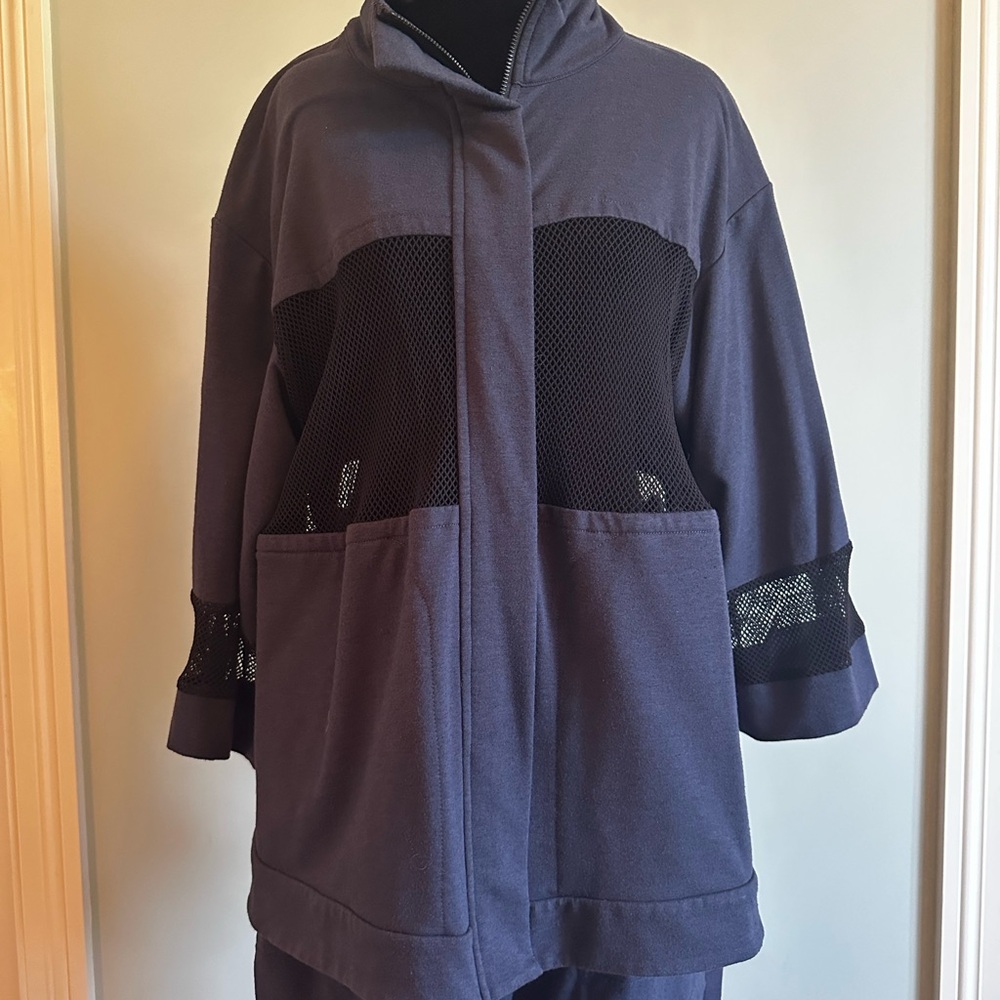 BCBGMaxAzria Navy and Black Mesh Jacket & Draw String Pants